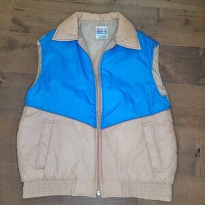 Vintage Sigallo Colorblock Puffer Vest Rainbow Back Made in Korea Size Large